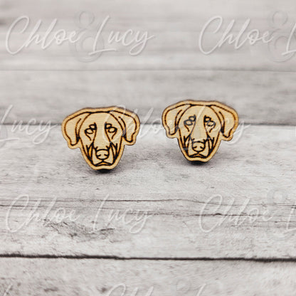 Wooden Beauceron Dog Stud Earrings: Minimalist Puppy Face Jewelry, Pet Mom Accessory