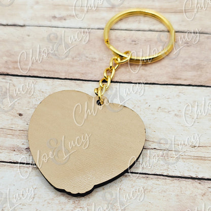 Dog Lover Heart Keychain: Waving Long Ear Dog Charm, Gold or Silver Finish