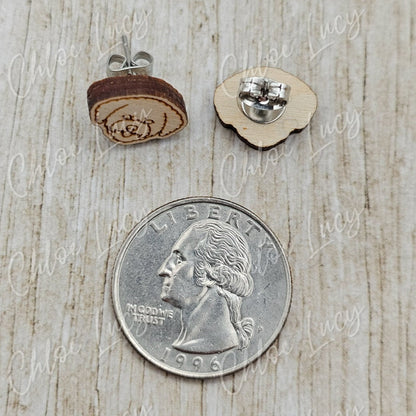 Bichon Frise Stud Earrings | Dog Owner | Dog Mom Gift | Post | Stud Earrings | Wood | Stainless Steel | Fluffy Dog | Bichon Frisé