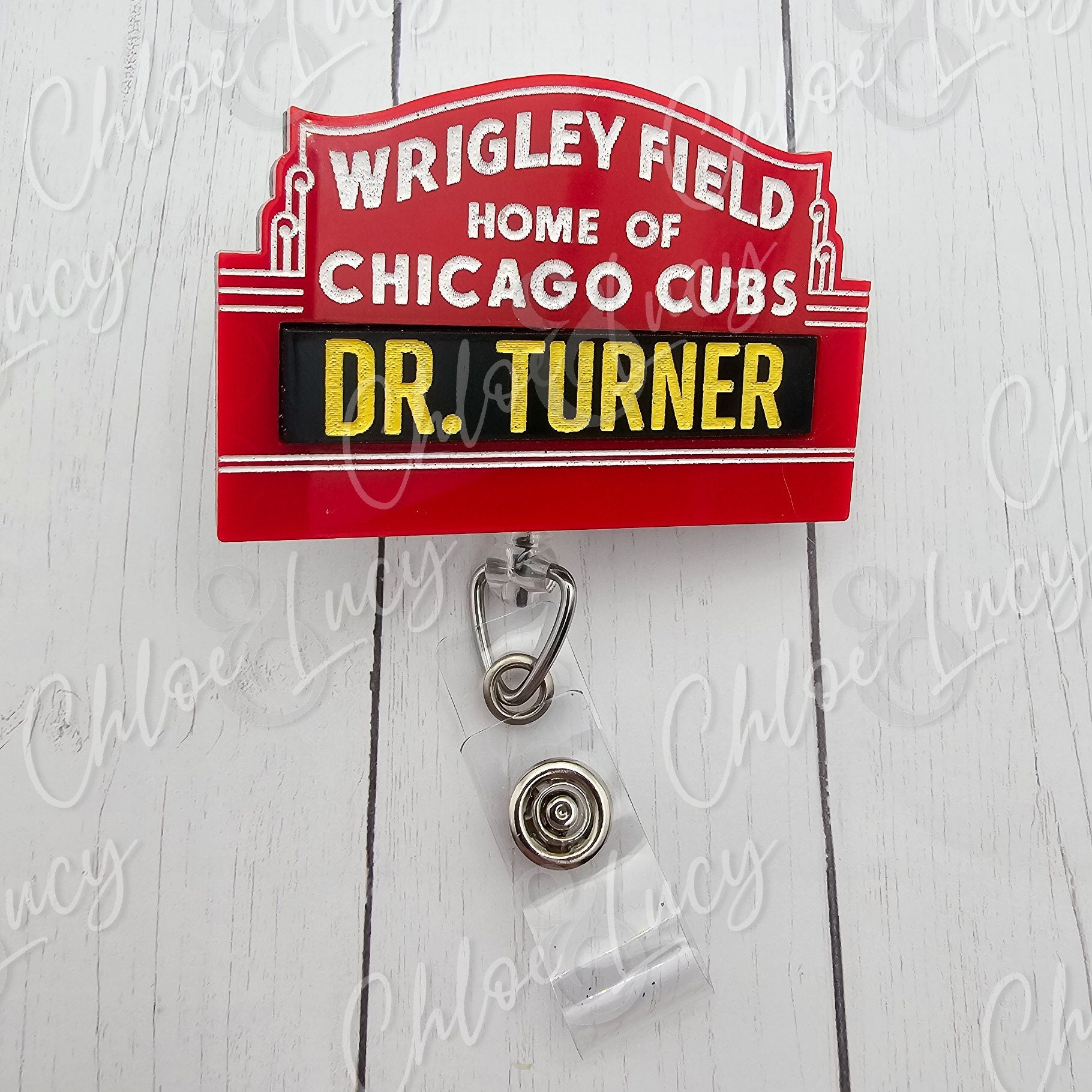 Wrigley Field Badge Reel | Personalized | Interchangeable | Chicago Cubs | Baseball Badge Reel | MLB | Sports Fan | Healthcare Worker