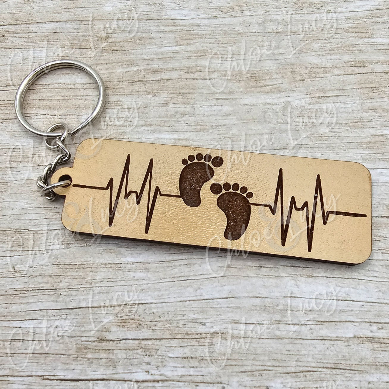 Baby Footprints Heartbeat Keychain, Pediatrician Gift, Pediatric Nurse Keychain, Infant Care Gift, Baby Feet Pulse Keyring, Healthcare Gift