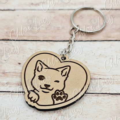 Dog Lover Heart Keychain | Dog Mom | Dog Gift | Waving Dog | Cute Doggo