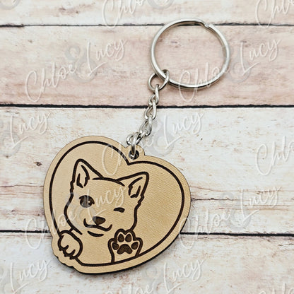 Dog Lover Heart Keychain | Dog Mom | Dog Gift | Waving Dog | Cute Doggo