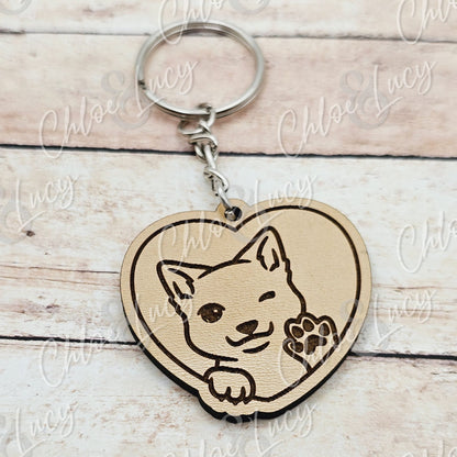 Dog Lover Heart Keychain | Dog Mom | Dog Gift | Waving Dog | Cute Doggo