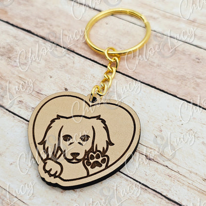 Dog Lover Heart Keychain | Dog Mom | Dog Gift | Waving Dog | Cute Doggo | Long Ear Dog
