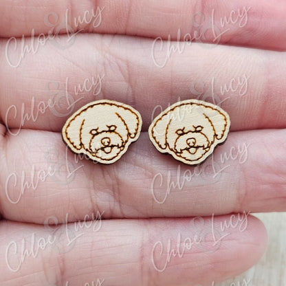 Bichon Frise Stud Earrings | Dog Owner | Dog Mom Gift | Post | Stud Earrings | Wood | Stainless Steel | Fluffy Dog | Bichon Frisé