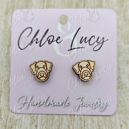 Airedale Terrier Stud Earrings | Dog Owner | Dog Mom Gift | Bingley Terrier | Waterside Terrier | Stud Earrings | Wood | Stainless Steel