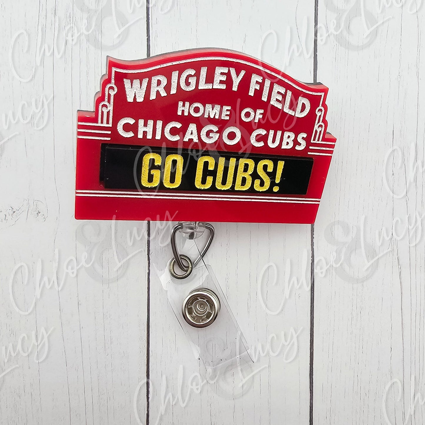 Wrigley Field Badge Reel | Personalized | Interchangeable | Chicago Cubs | Baseball Badge Reel | MLB | Sports Fan | Healthcare Worker