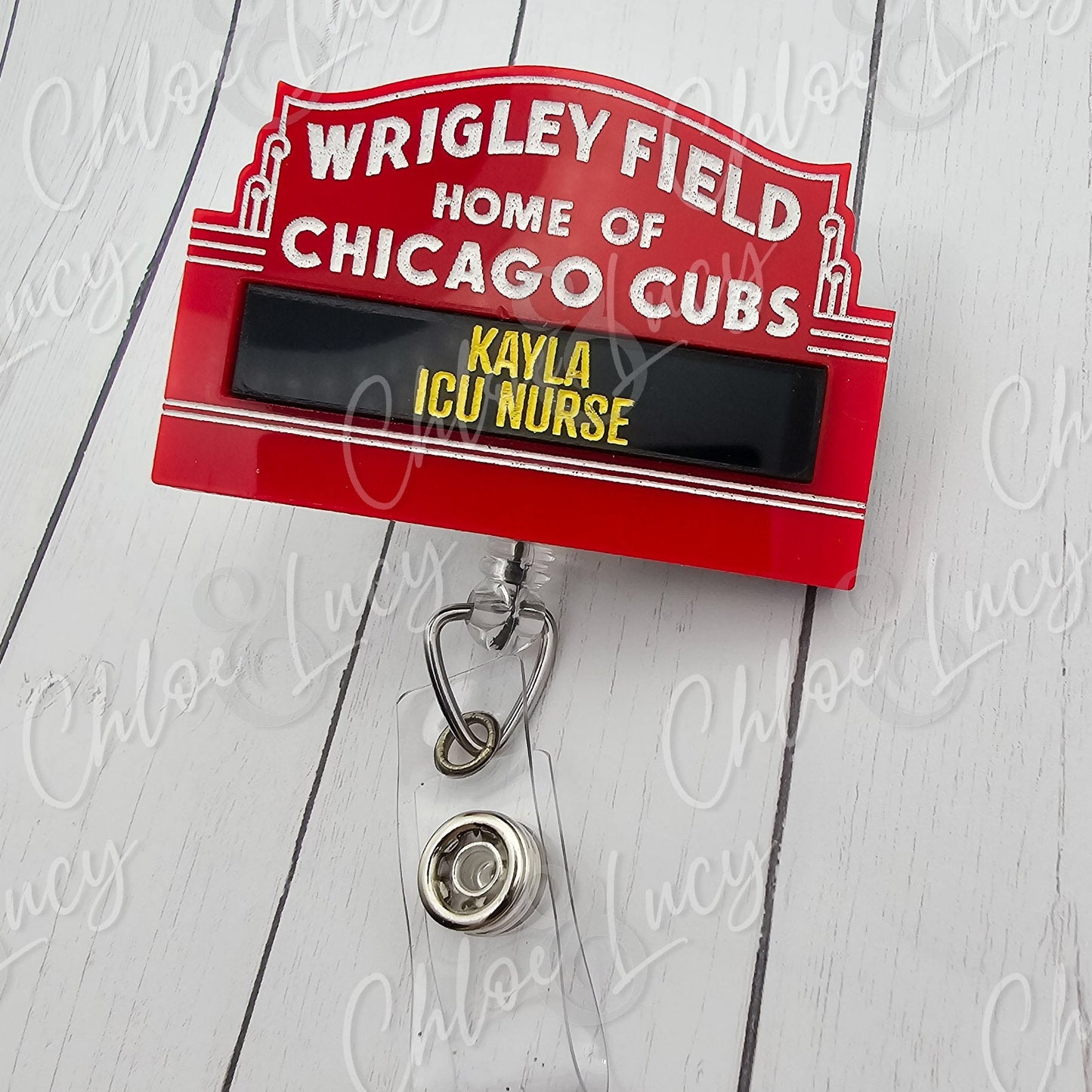 Wrigley Field Badge Reel | Personalized | Interchangeable | Chicago Cubs | Baseball Badge Reel | MLB | Sports Fan | Healthcare Worker