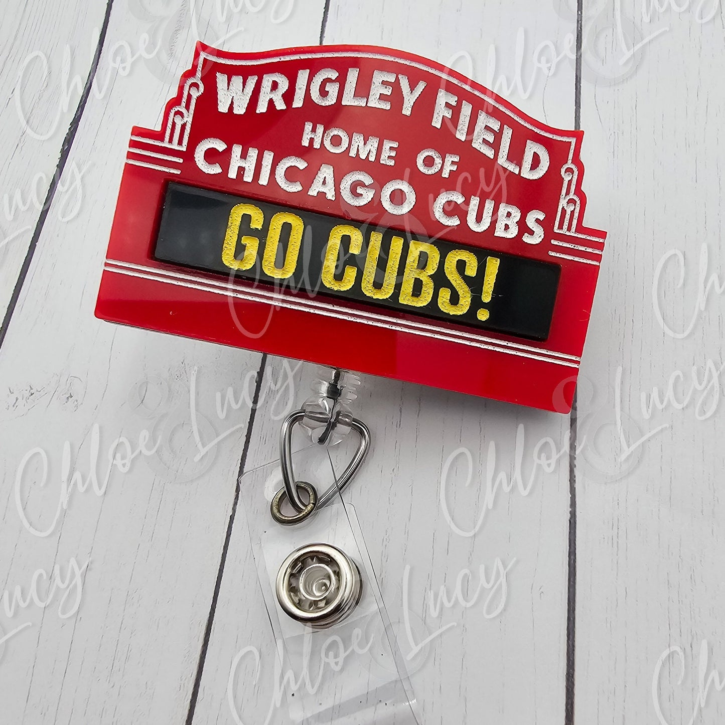 Wrigley Field Badge Reel | Personalized | Interchangeable | Chicago Cubs | Baseball Badge Reel | MLB | Sports Fan | Healthcare Worker