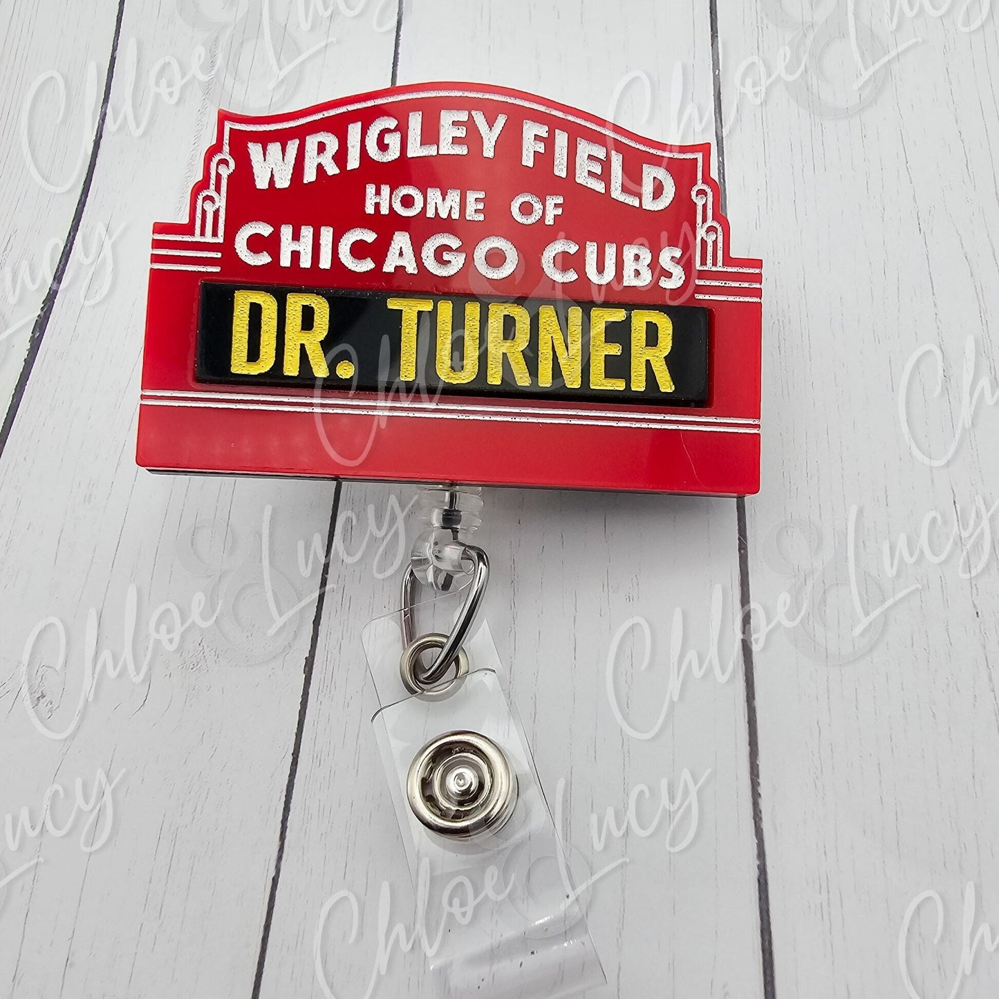 Wrigley Field Badge Reel | Personalized | Interchangeable | Chicago Cubs | Baseball Badge Reel | MLB | Sports Fan | Healthcare Worker