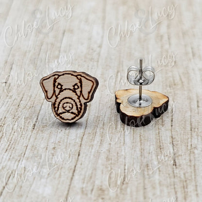Airedale Terrier Stud Earrings | Dog Owner | Dog Mom Gift | Bingley Terrier | Waterside Terrier | Stud Earrings | Wood | Stainless Steel