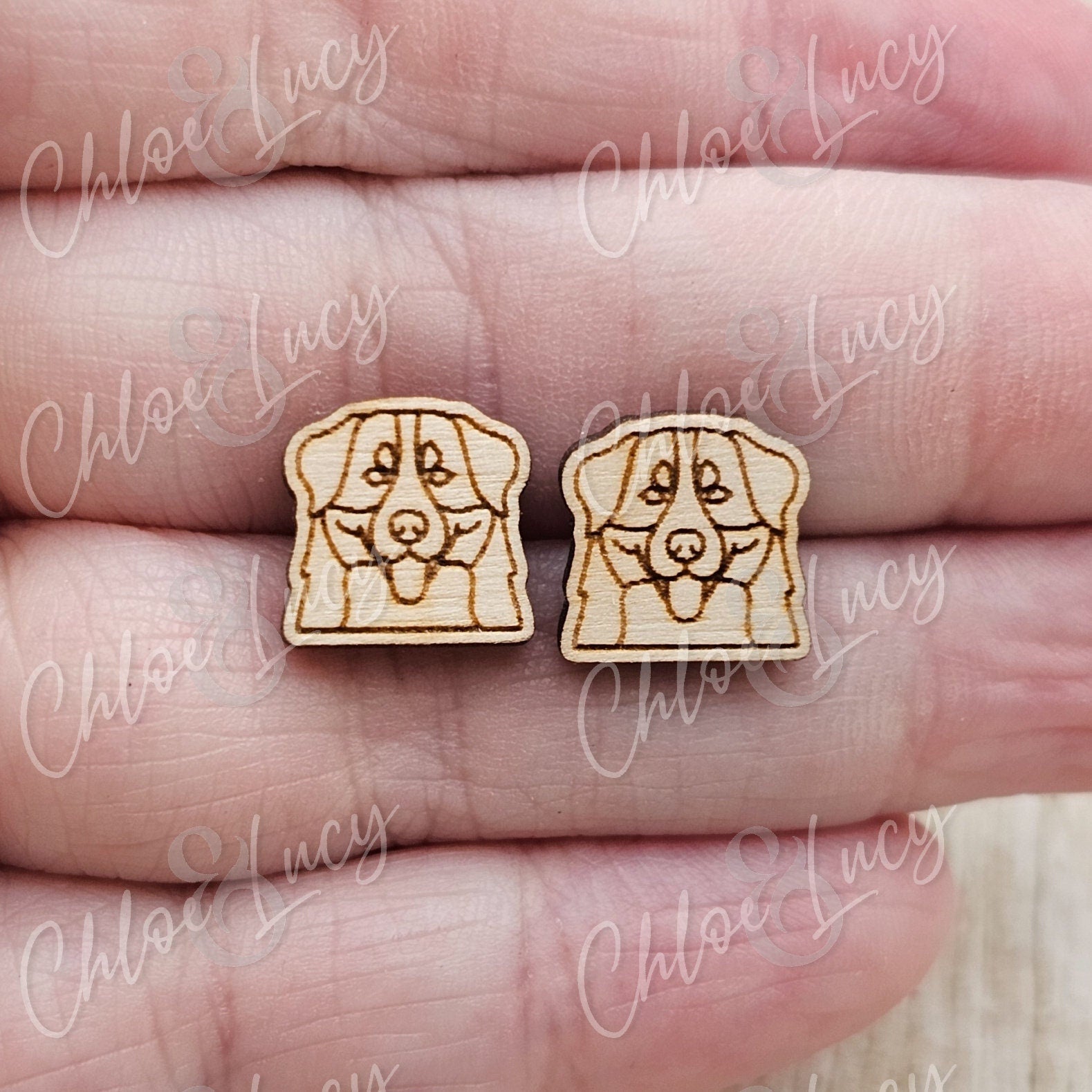 Bernese Mountain Dog Wooden Stud Earrings – Berner Sennenhund Pet Lover Jewelry
