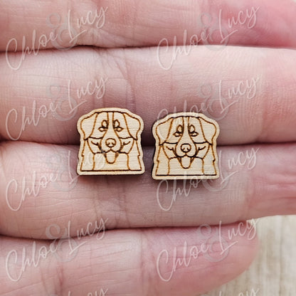 Bernese Mountain Dog Wooden Stud Earrings – Berner Sennenhund Pet Lover Jewelry