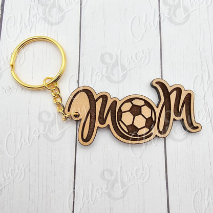 Soccer Mom Keychain for Kids Sports, Football Team Gift, Booster Club Accessory