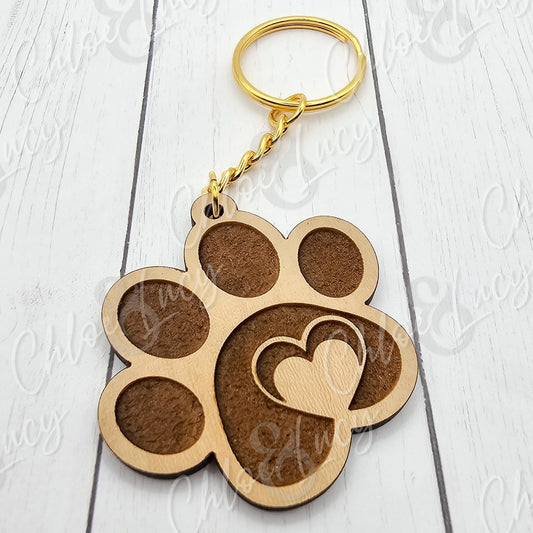 Dog Lover Heart Paw Keychain | Dog Mom | Dog Love Gift