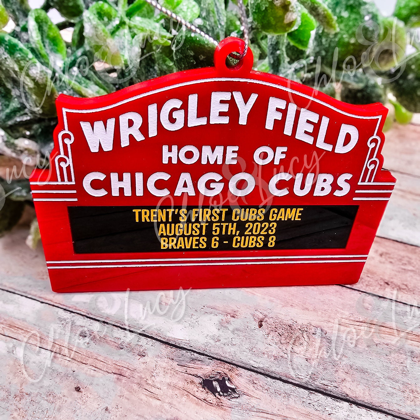 Wrigley Field Chicago Cubs Personalized Marquee Sign Christmas Ornament | Custom Gift | Message | MLB Baseball Illinois