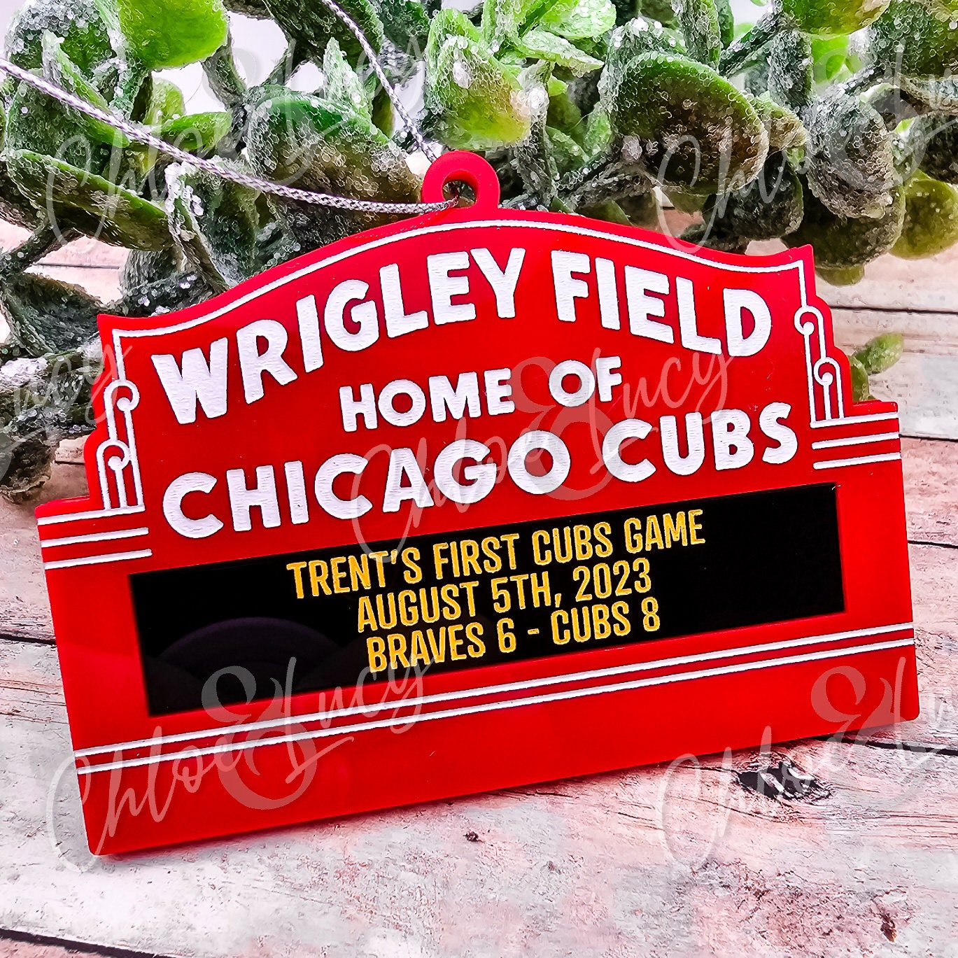 Wrigley Field Chicago Cubs Personalized Marquee Sign Christmas Ornament | Custom Gift | Message | MLB Baseball Illinois