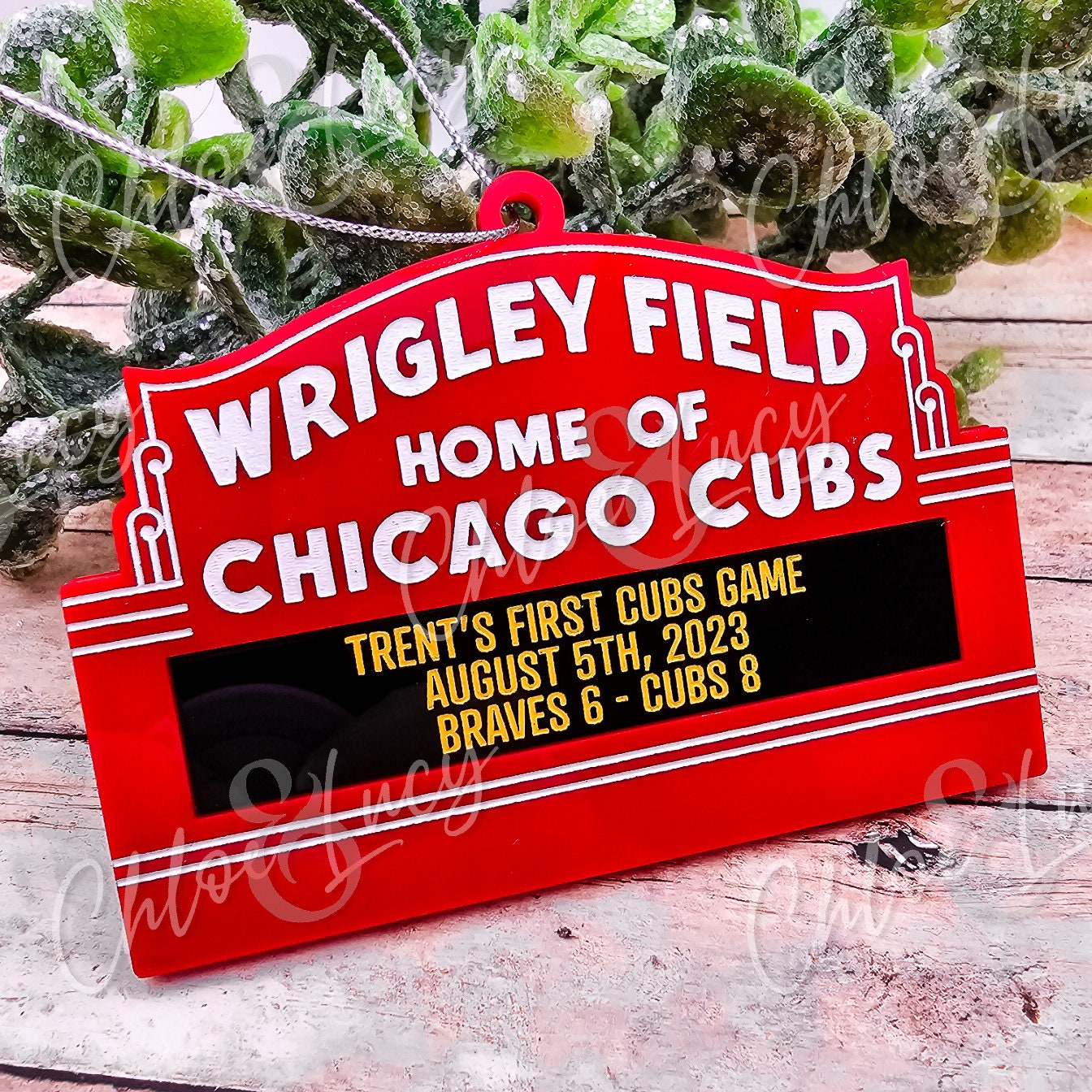 Wrigley Field Chicago Cubs Personalized Marquee Sign Christmas Ornament | Custom Gift | Message | MLB Baseball Illinois