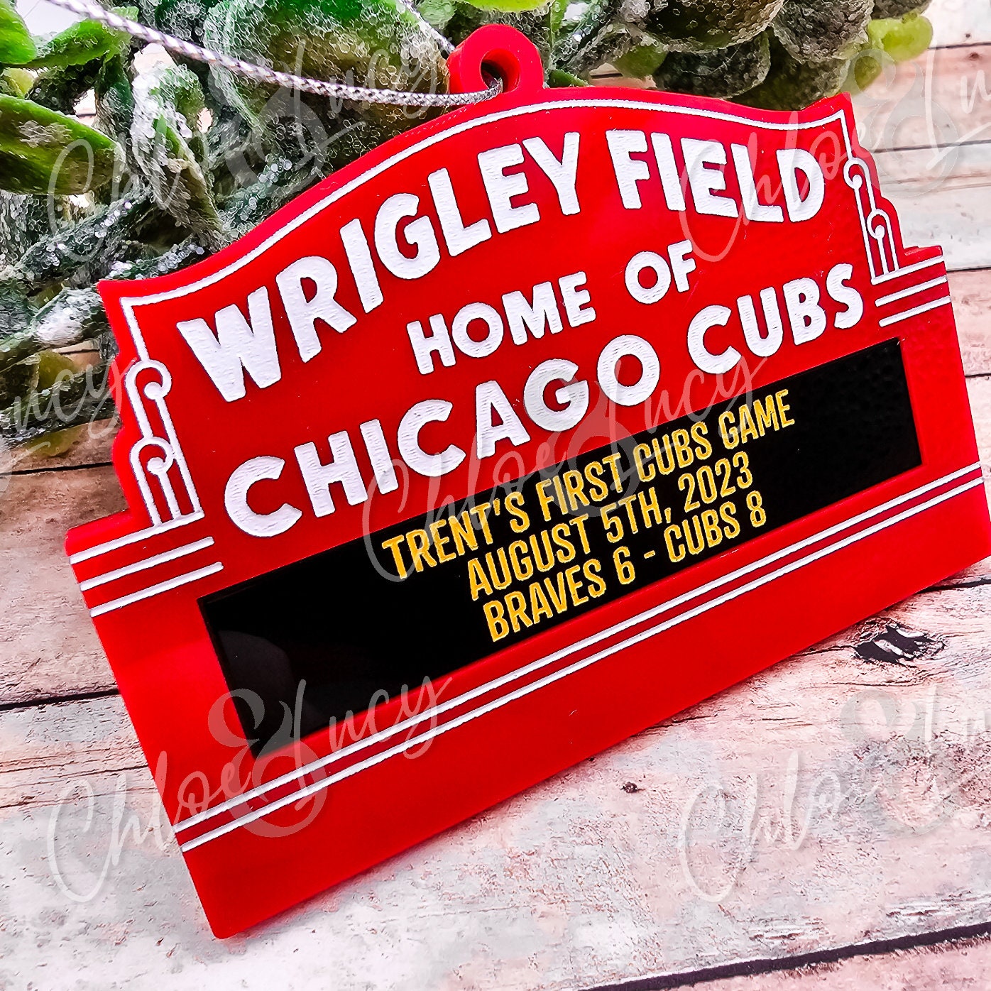 Wrigley Field Chicago Cubs Personalized Marquee Sign Christmas Ornament | Custom Gift | Message | MLB Baseball Illinois