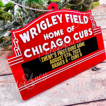 Wrigley Field Chicago Cubs Personalized Marquee Sign Christmas Ornament | Custom Gift | Message | MLB Baseball Illinois