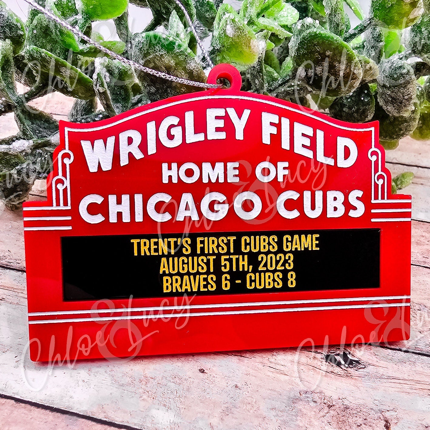 Wrigley Field Chicago Cubs Personalized Marquee Sign Christmas Ornament | Custom Gift | Message | MLB Baseball Illinois