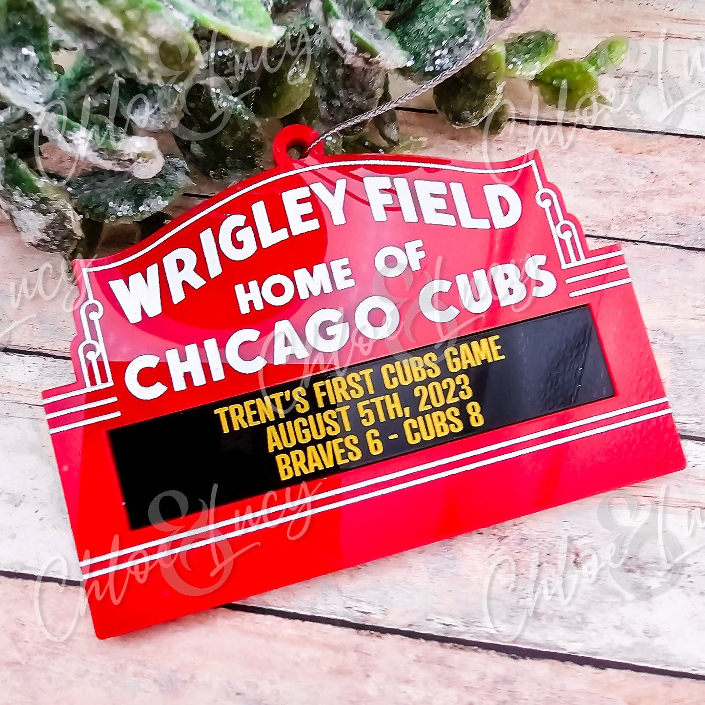 Wrigley Field Chicago Cubs Personalized Marquee Sign Christmas Ornament | Custom Gift | Message | MLB Baseball Illinois