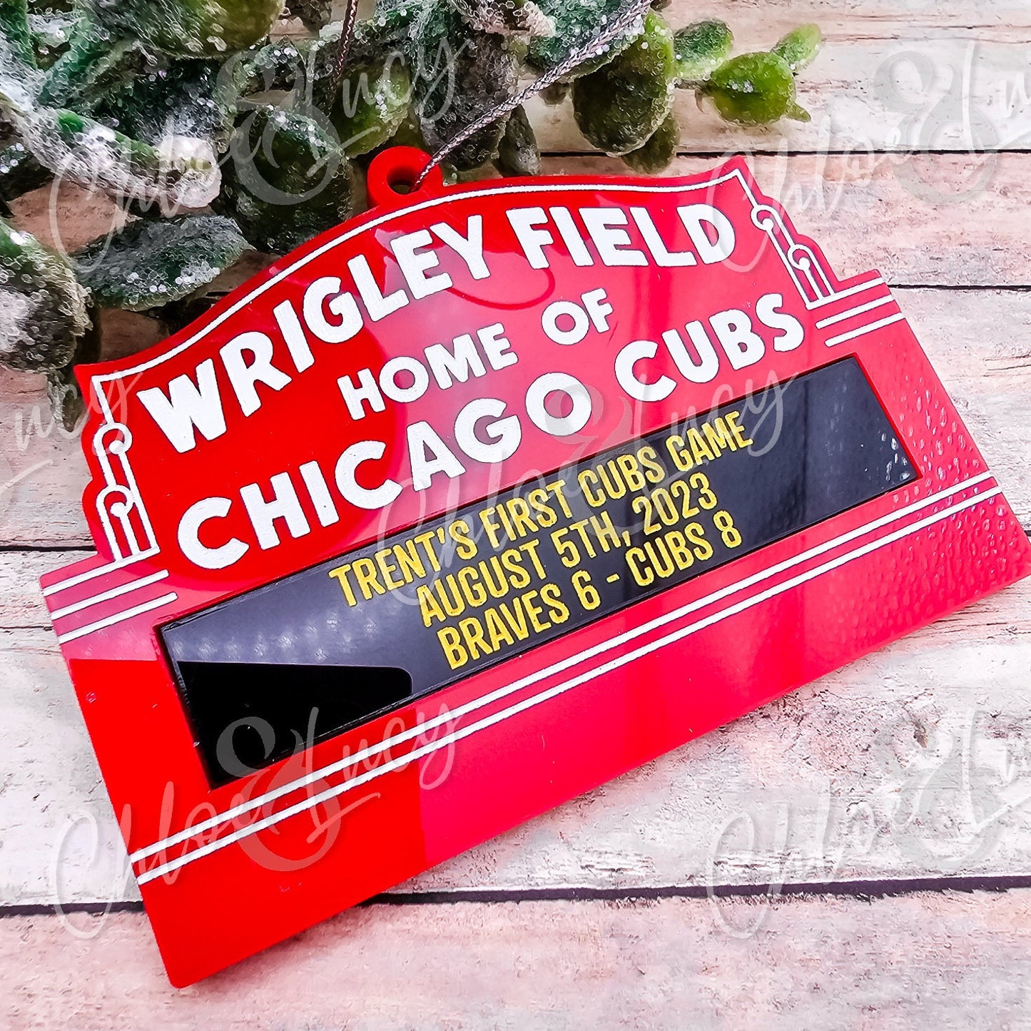 Wrigley Field Chicago Cubs Personalized Marquee Sign Christmas Ornament | Custom Gift | Message | MLB Baseball Illinois