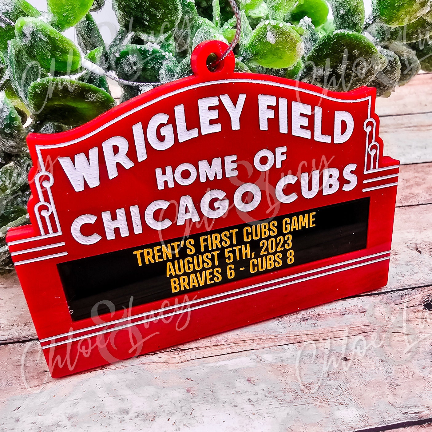 Wrigley Field Chicago Cubs Personalized Marquee Sign Christmas Ornament | Custom Gift | Message | MLB Baseball Illinois