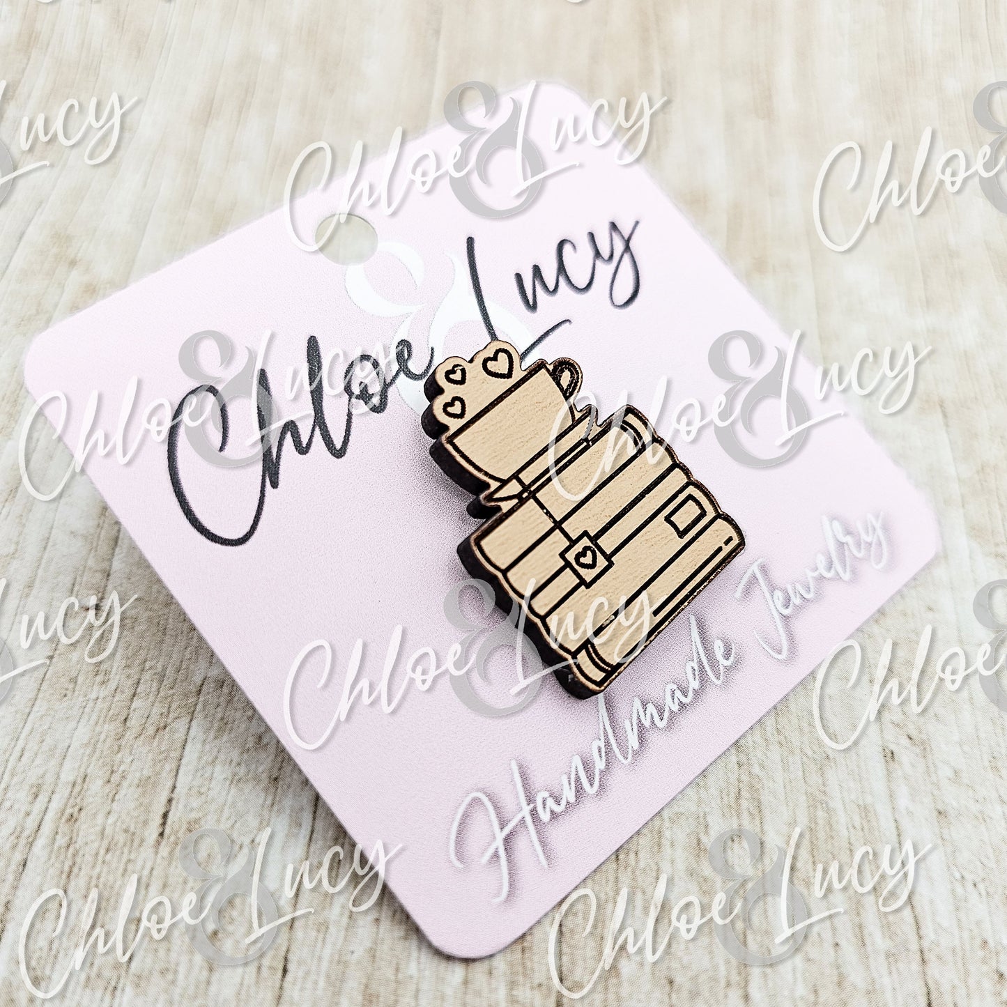 Books and a Drink | Lapel Pin | Book Lover | Tea Lover | Coffee Lover | Bookshelf Brooch | Cozy Reader Button | Wood Lapel Pin