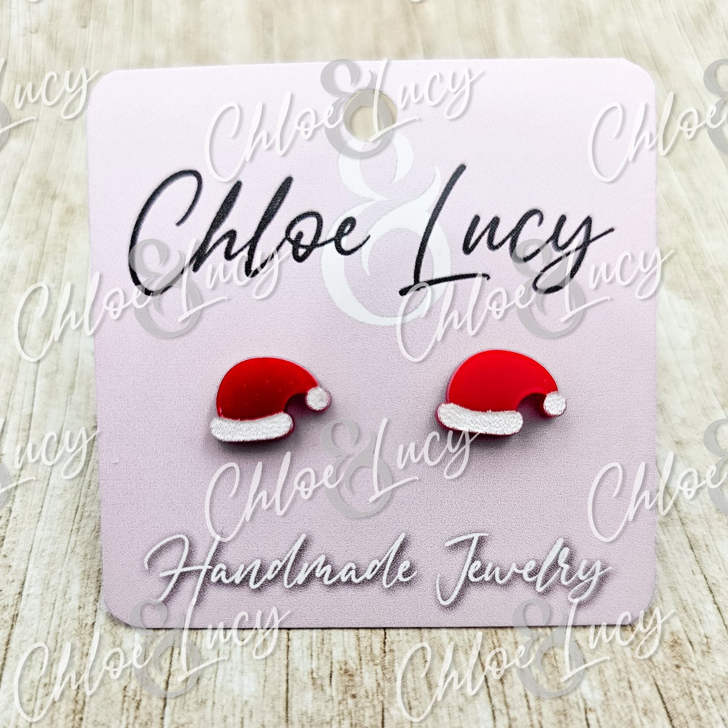 Santa Hat Earrings | Santa Claus | Christmas Stud Earrings | Holiday Accessories | Jewelry | Acrylic