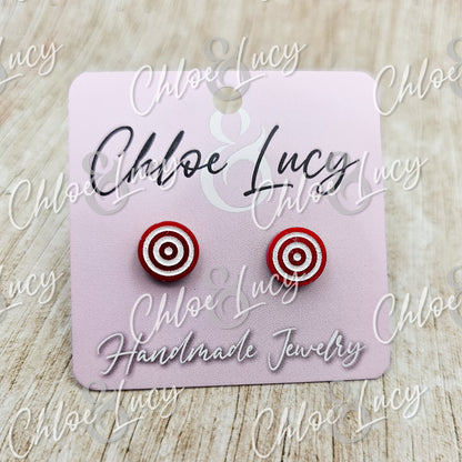 Bullseye Stud Earrings | Red Target Earrings | Archery Gift
