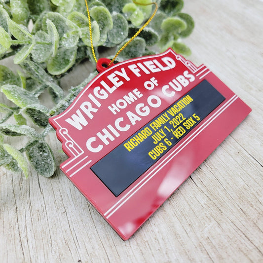 Chicago Cubs Personalized Wrigley Field Marquee Sign Christmas Ornament Custom Gifts Marquee Message MLB Baseball Illinois Acrylic