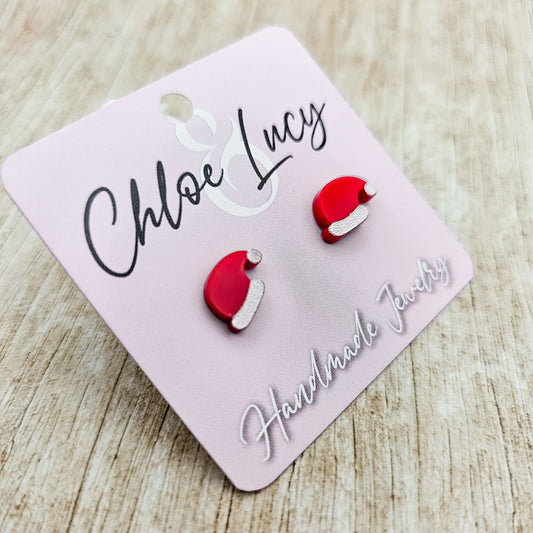 Santa Hat Earrings | Santa Claus | Christmas Stud Earrings | Holiday Accessories | Jewelry | Acrylic