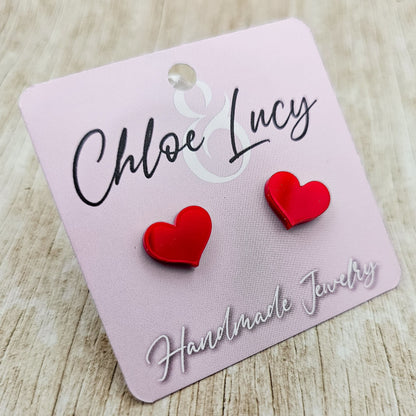 Red Heart Stud Earrings | Acrylic Studs | Valentine's Day | Love | Romance