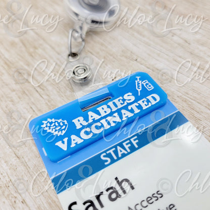 Rabies Vaccinated Badge Tag | Badge Charm | Badge Reel | Rabies Vaccination | Veterinary Tech | Veterinarian | Healthcare Worker | Rabid