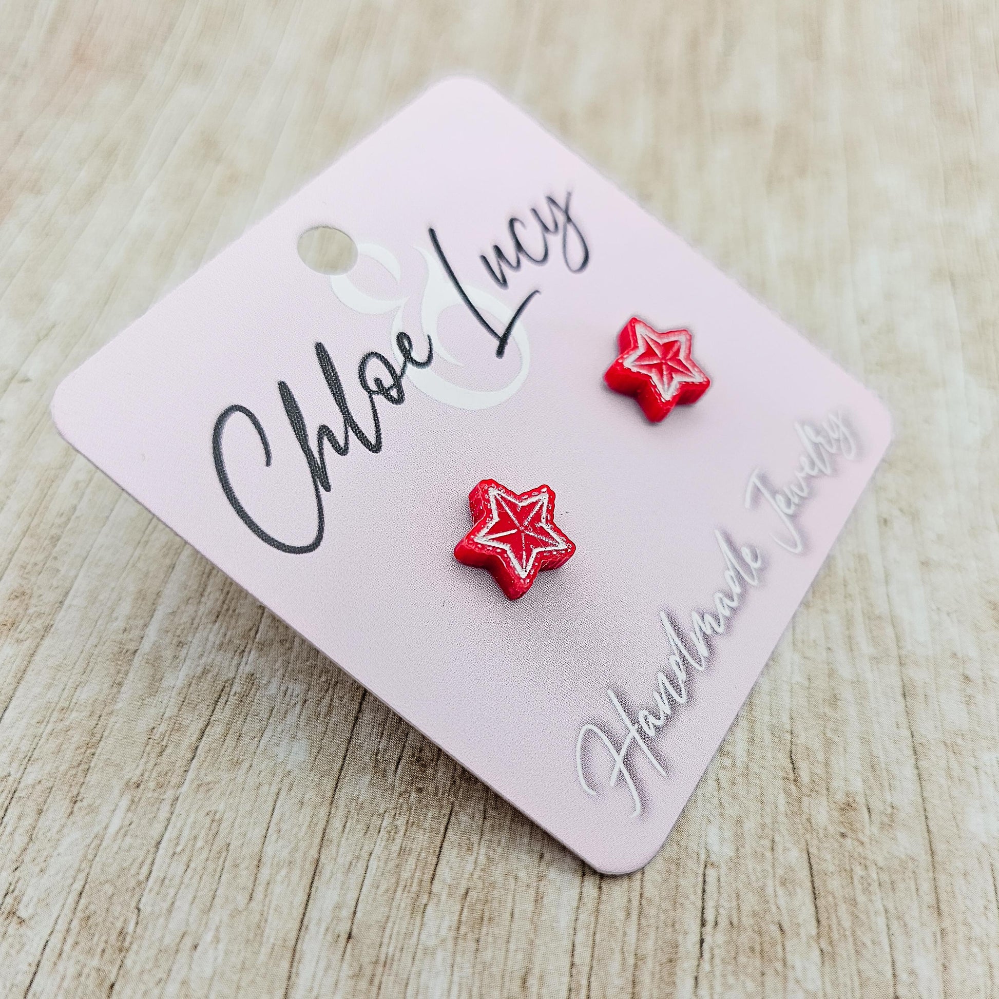 Red Acrylic Star Stud Earrings: Patriotic Jewelry