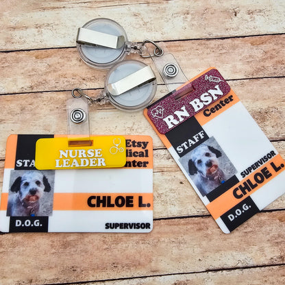 Custom Personalized Over Badge Buddy with Optional Illustrations | Lightweight Badge Tag | Small Badge Topper | Personalized ID Reel