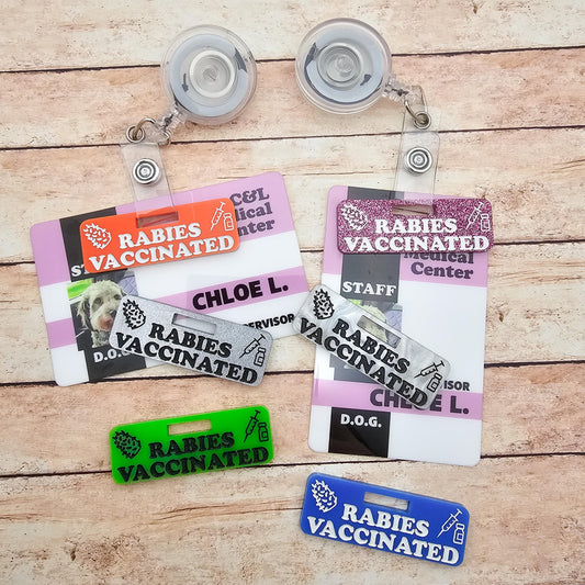 Rabies Vaccinated Badge Tag | Badge Charm | Badge Reel | Rabies Vaccination | Veterinary Tech | Veterinarian | Healthcare Worker | Rabid