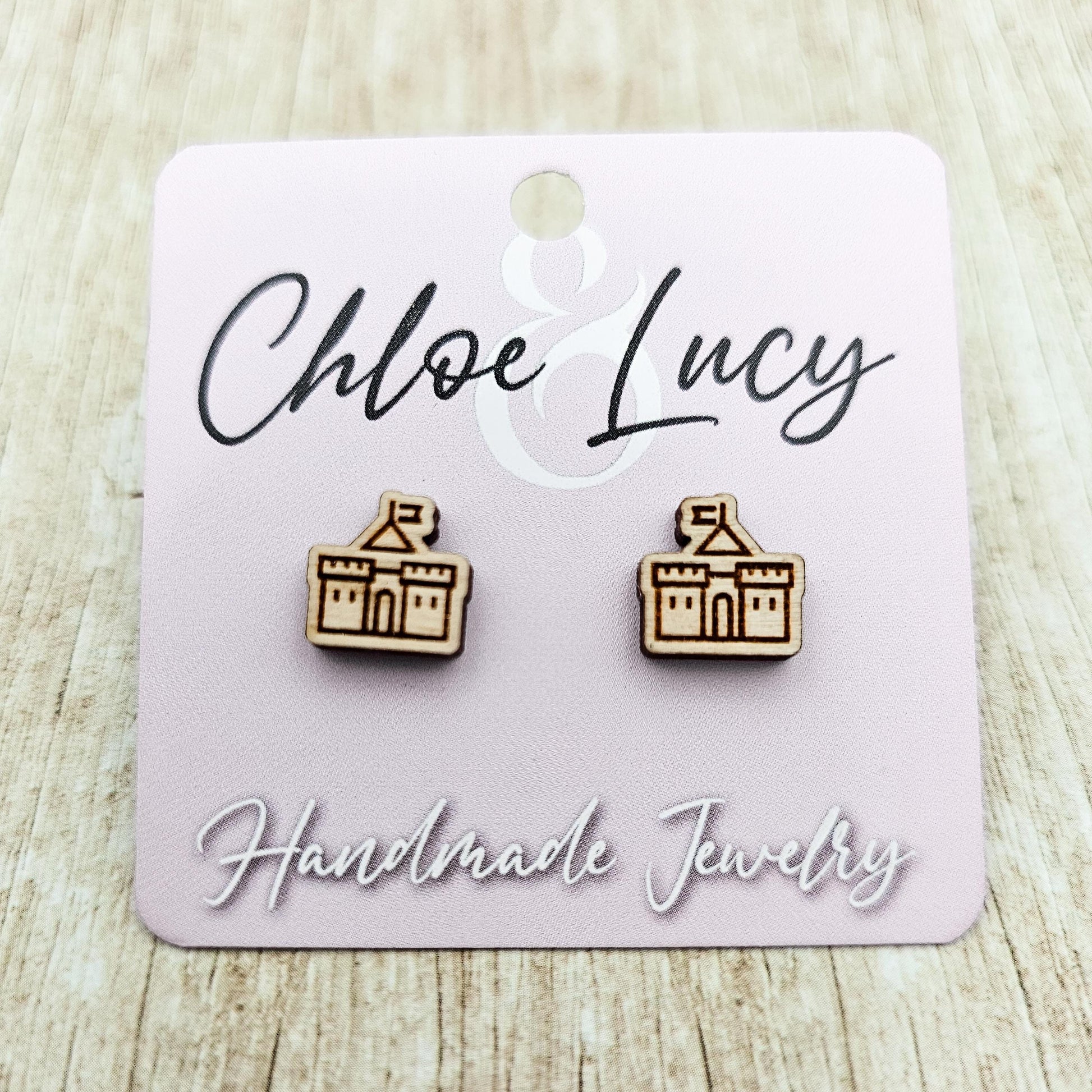 Castle Stud Earrings | Wood Earrings | Princess | Royalty
