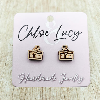Castle Stud Earrings | Wood Earrings | Princess | Royalty