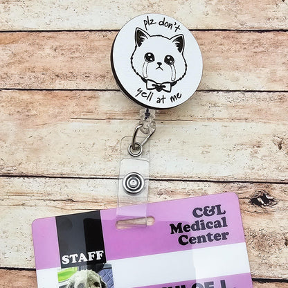 Crying Cat Badge Reel, Funny Nurse ID Holder, Healthcare Worker Gift