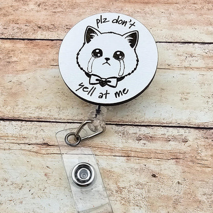 Crying Cat Badge Reel, Funny Nurse ID Holder, Healthcare Worker Gift