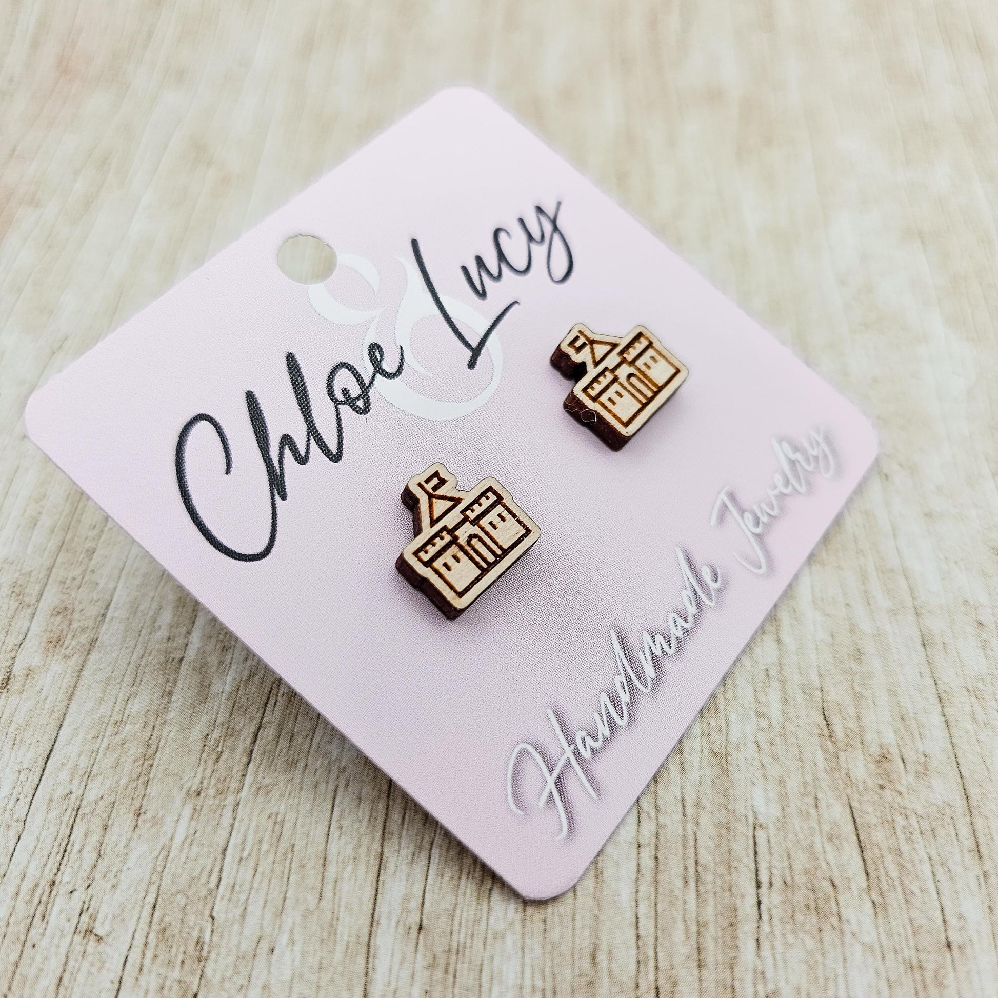 Castle Stud Earrings | Wood Earrings | Princess | Royalty