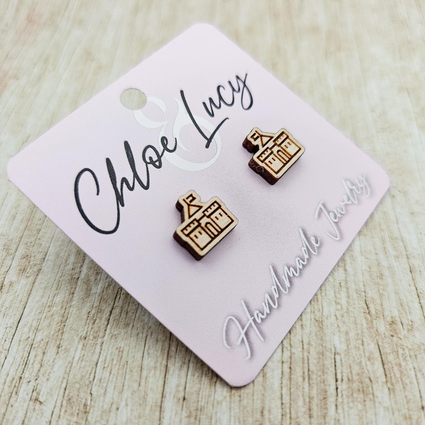 Castle Stud Earrings | Wood Earrings | Princess | Royalty