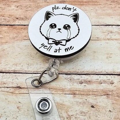 Crying Cat Badge Reel, Funny Nurse ID Holder, Healthcare Worker Gift