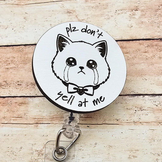 Crying Cat Badge Reel, Funny Nurse ID Holder, Healthcare Worker Gift