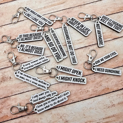 Heated Rivalry Hollanov Inspired 2 Piece Keychain Set – Shane Hollander & Ilya Rozanov Hockey Romance Quote Gift for Booktok Fans