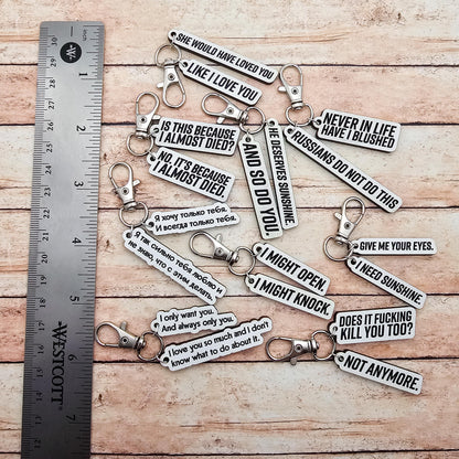 Heated Rivalry Hollanov Inspired 2 Piece Keychain Set – Shane Hollander & Ilya Rozanov Hockey Romance Quote Gift for Booktok Fans