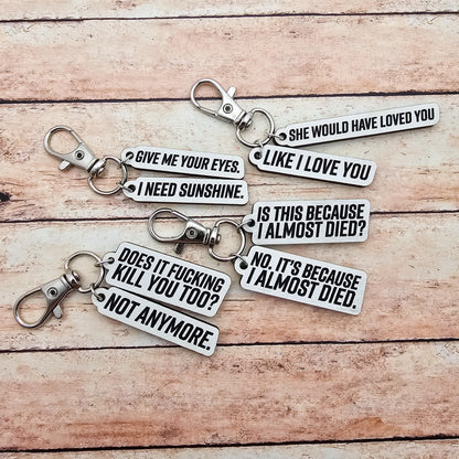 Heated Rivalry Hollanov Inspired 2 Piece Keychain Set – Shane Hollander & Ilya Rozanov Hockey Romance Quote Gift for Booktok Fans